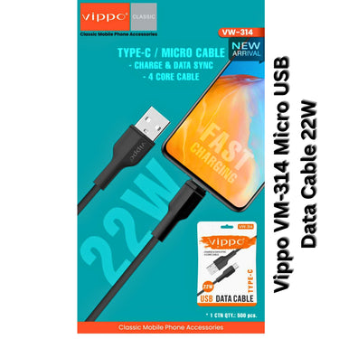 Vippo VM-314 Micro USB Data Cable 22W | Fast Charge & 4-Core Sync | OGdeal